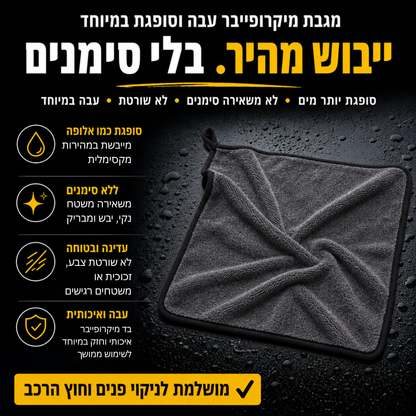 מטלית מיקרופייבר לניקוי פנים הרכב